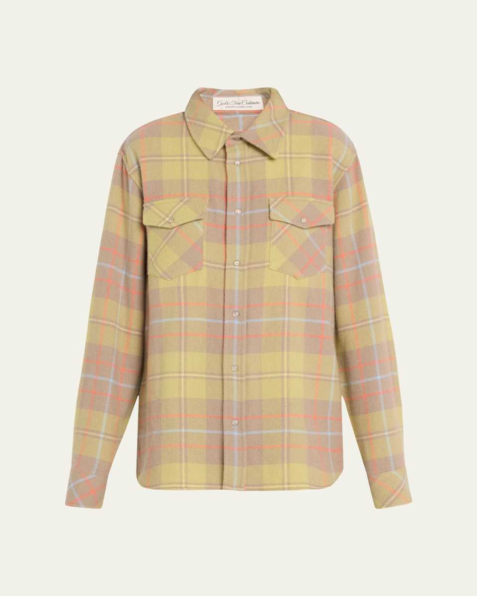 Earth Tartan Cashmere Button Down Shirt